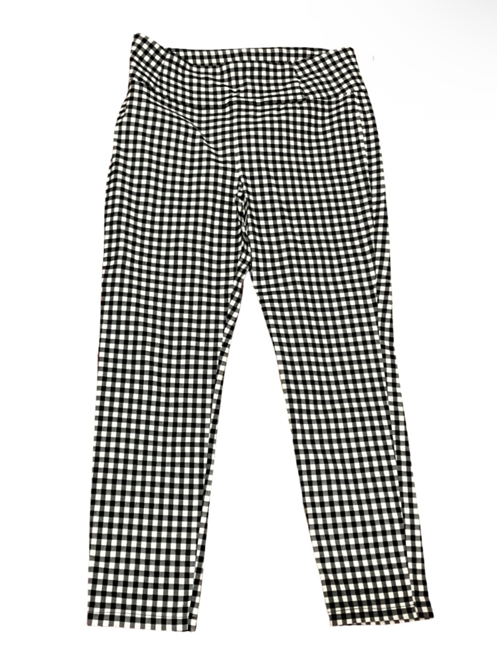 Ellen Tracy Women’s XL Black White Gingham Check Straight Leg Pants